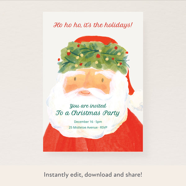 Christmas Large Santa Download & Print Invitation Image1