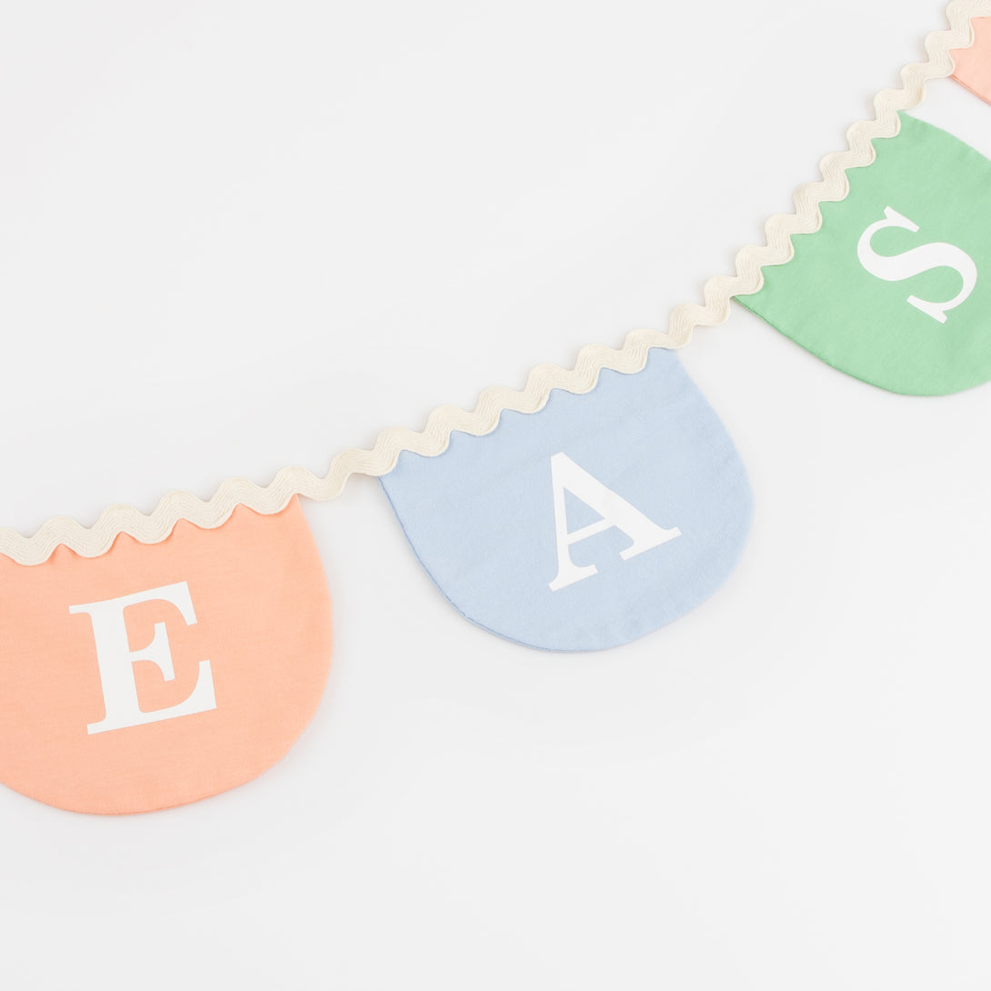 Add our fabric Easter garland to your Easter hanging decorations, the pastel colours look amazing on the wall or table.