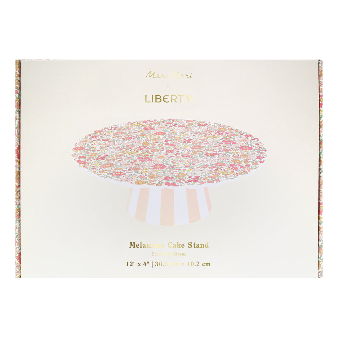 Display your celebratory cakes on our special cake stand, with a floral and striped Liberty print pattern, perfect for bridal shower cakes.