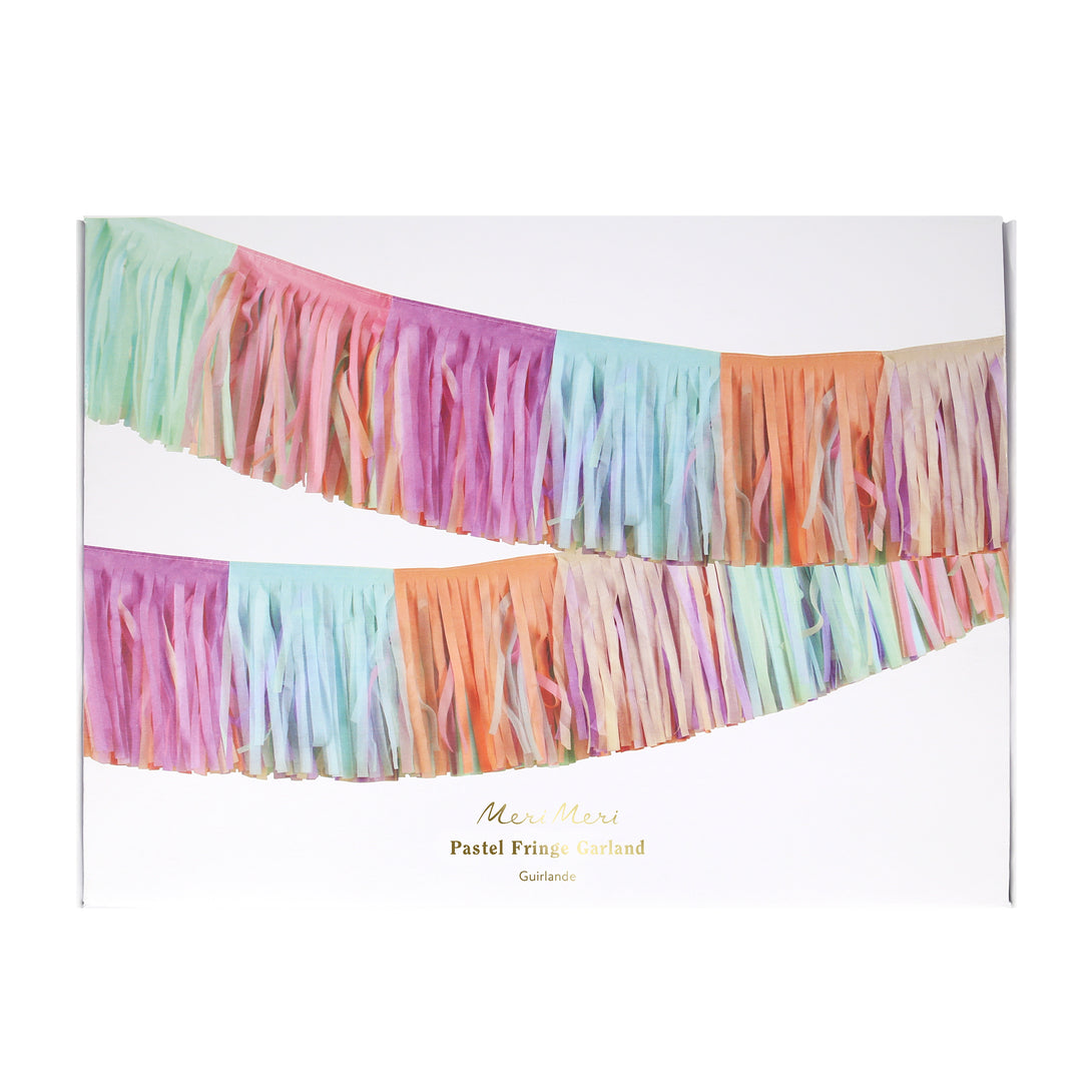 Decorate kids's bedrooms or parties with our pretty pastel garland made with fringe tissue paper for texture and style.