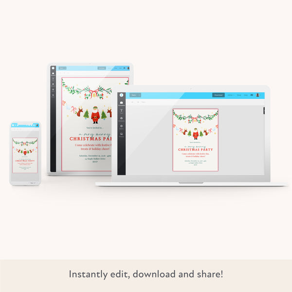 Christmas Painterly Download & Print Invitation Image2
