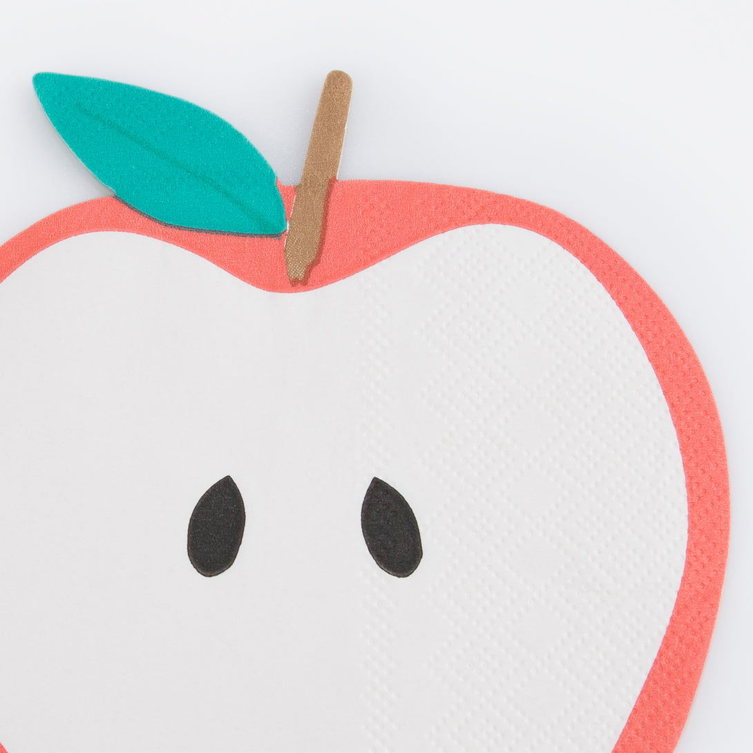 Our paper napkins, designed to look like red apples, are ideal for garden parties.