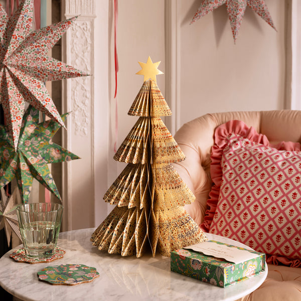 Our luxury Christmas trees, made from honeycomb paper with elegant Liberty floral and star print designs, are a wonderful 3D design. Image2