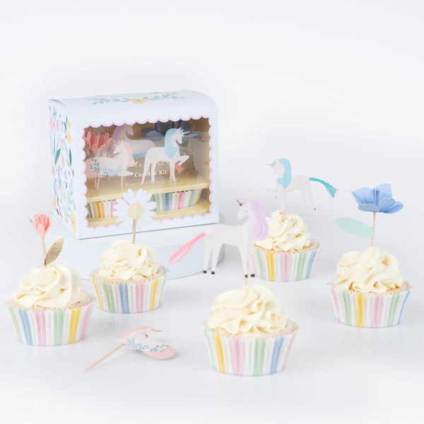 Our unicorn cupcake toppers and striped cupcake cases are perfect for a unicorn or princess party. Image3