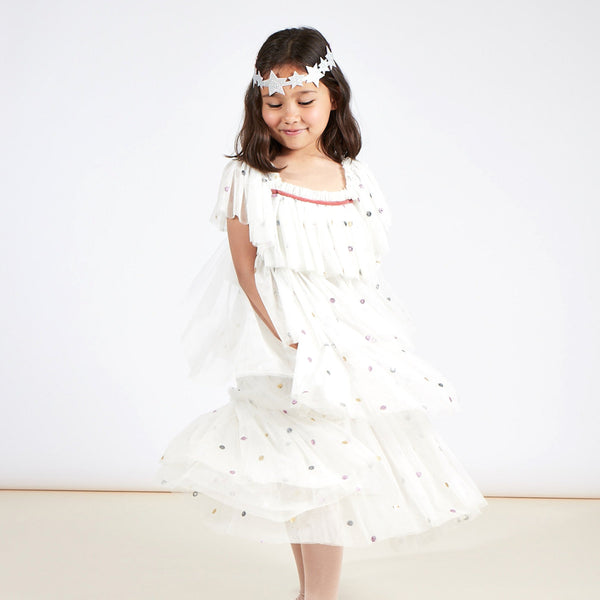 Our angel costume for kids includes a dress, wings and star headband. Image4