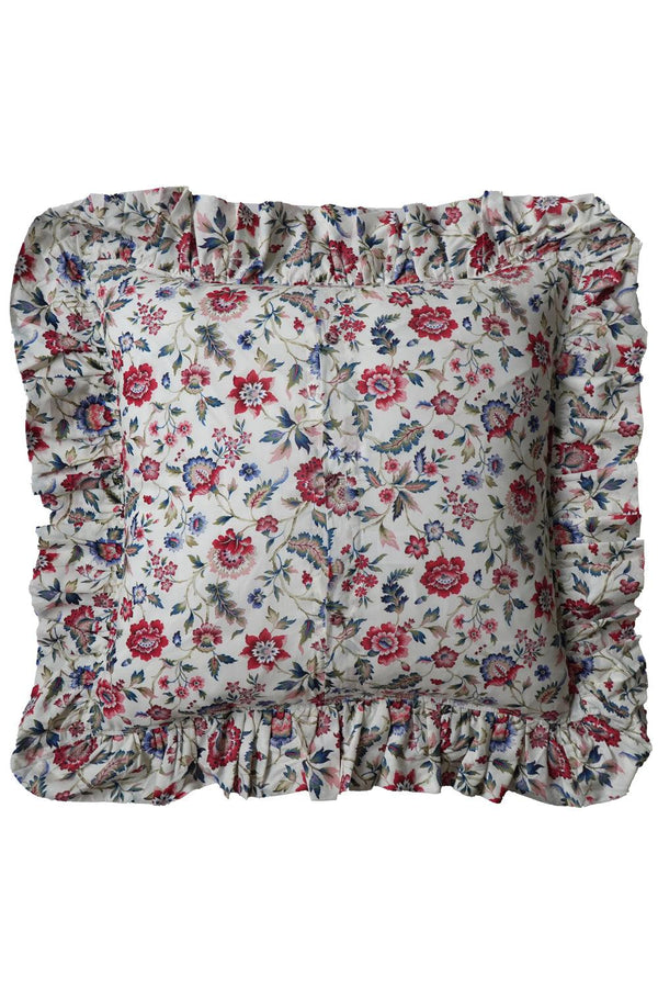 Eva Belle Ruffle Cushion made with Liberty Fabric