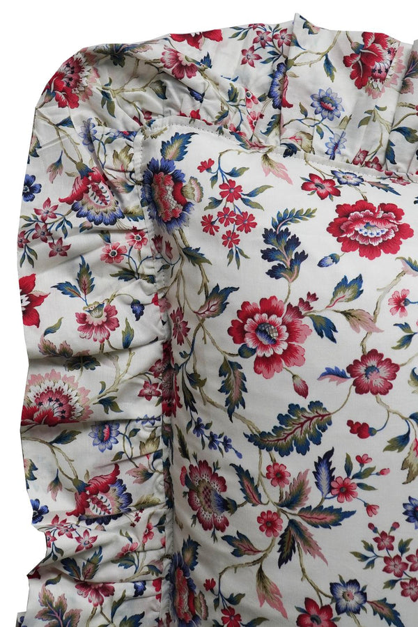 Eva Belle Ruffle Cushion made with Liberty Fabric