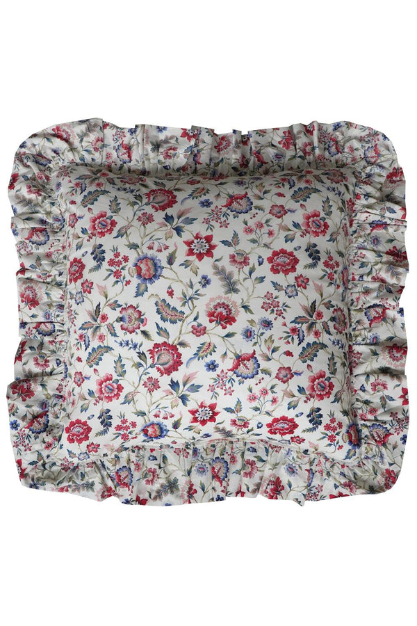 Eva Belle Ruffle Cushion made with Liberty Fabric