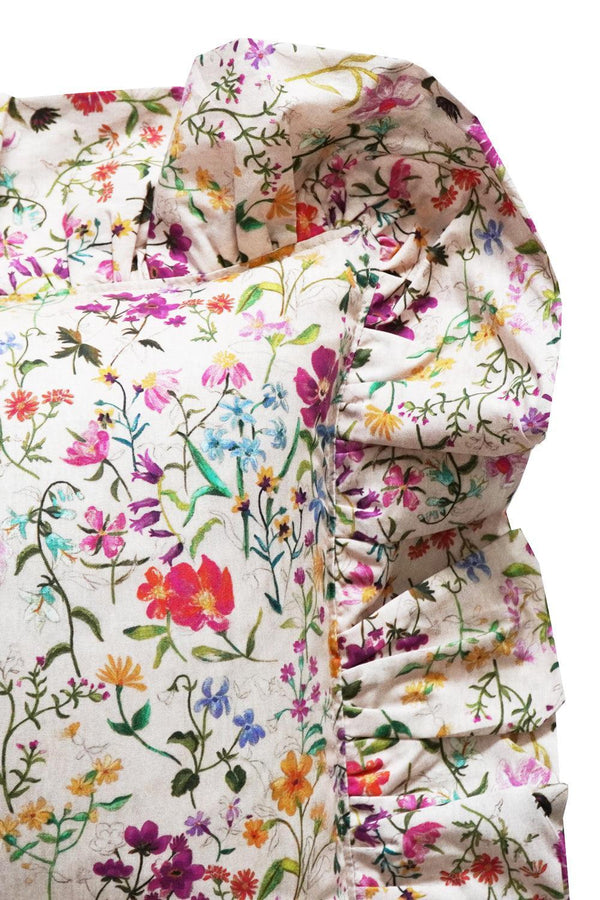 Linen Garden Oblong Ruffle Cushion made with Liberty Fabric