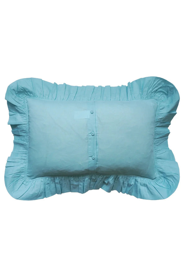 Sea Spray Embroidered Ruffle Oblong Cushion made with Liberty Fabric
