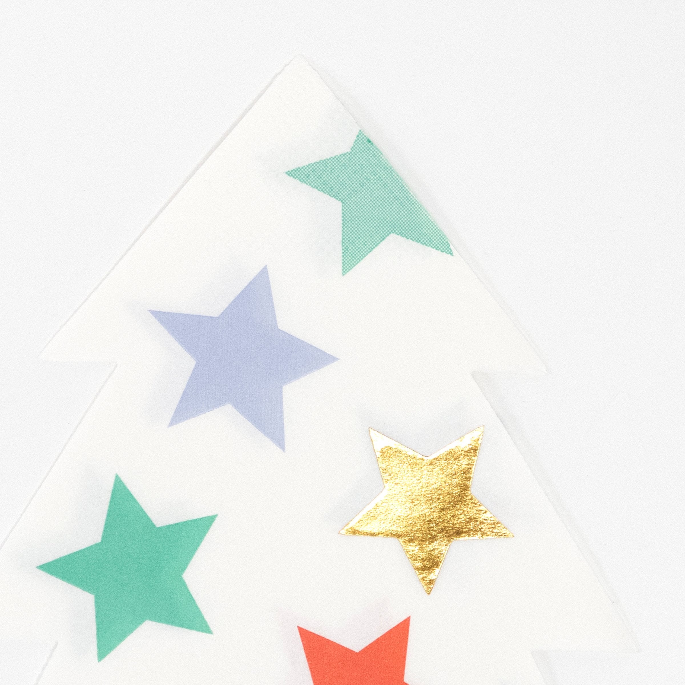 Add a fun touch to Christmas dinner with colourful Christmas tree napkins.