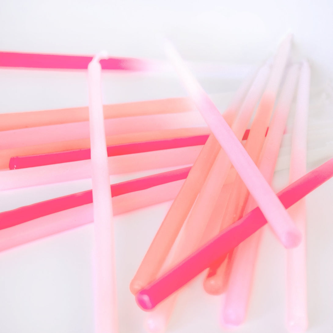 Pink Dipped Tapered Candles