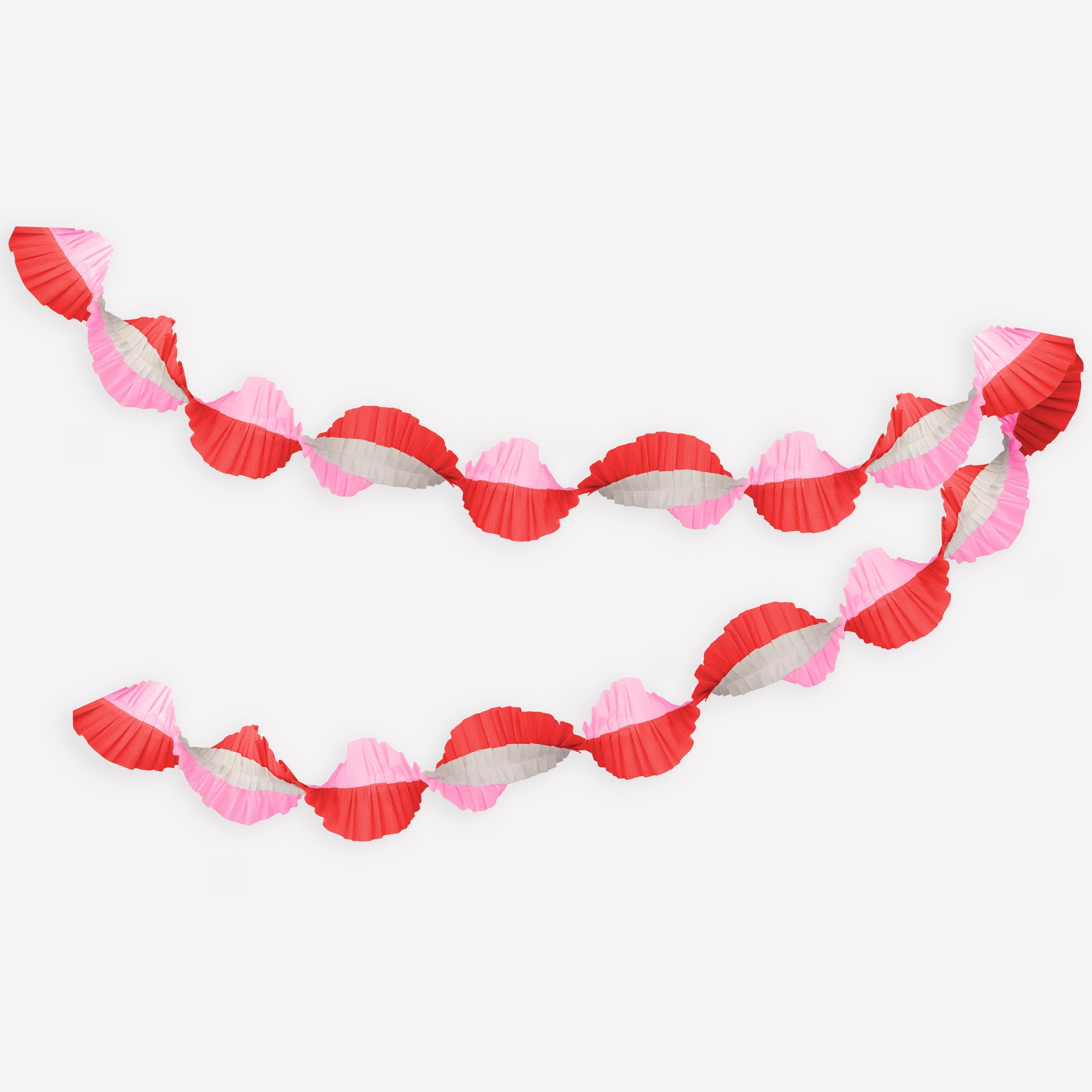 Our party streamer is crafted from pink, red and gold paper perfect for Valentine's Day party decorations.