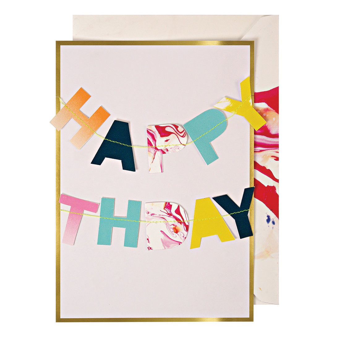 Marble Birthday Garland Card