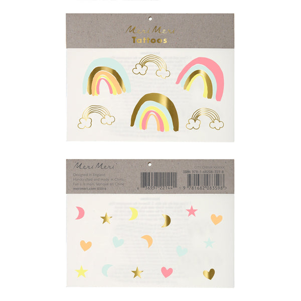 These colourful rainbow tattoos, with bright neon colours and gold foil detail, look amazing.