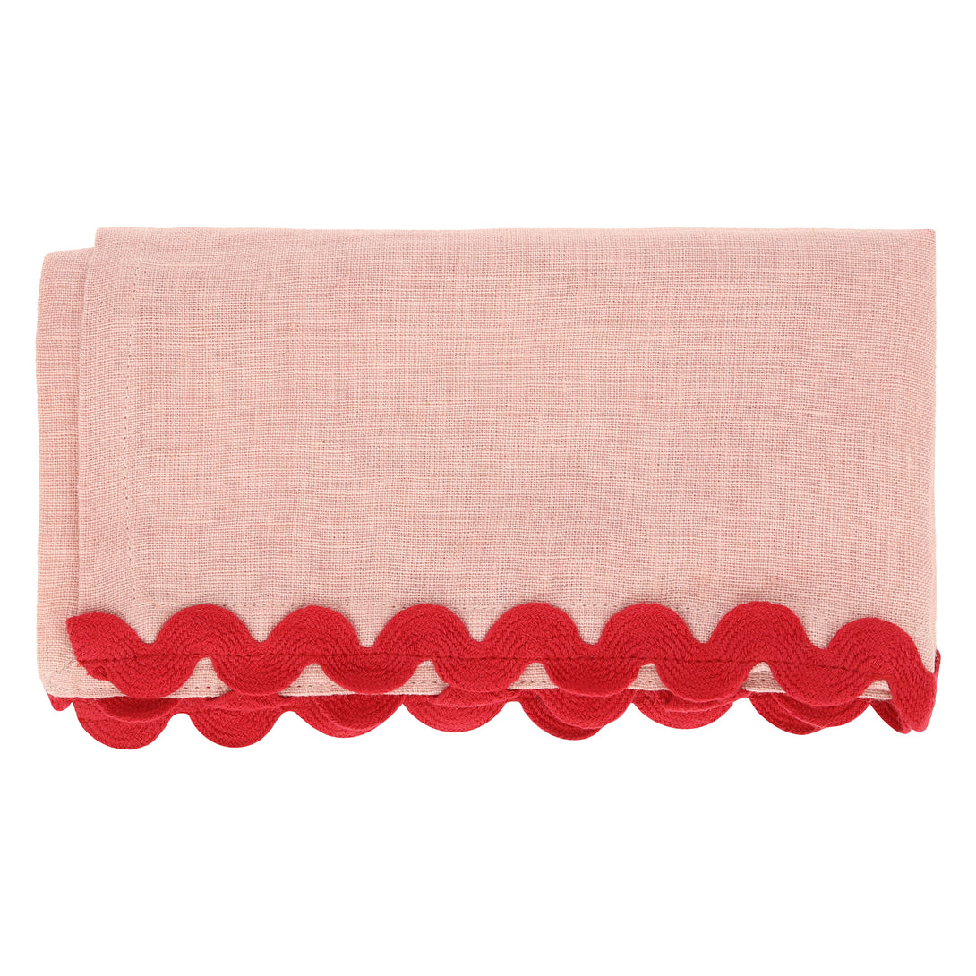 Our green, pink and red fabric napkins, with ric rac details, are perfect for Christmas tableware.