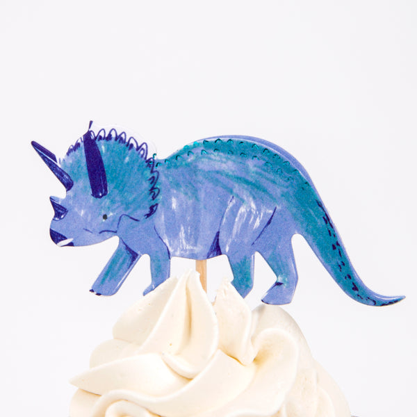 Make dinosaur cupcakes for your dinosaur party with our special dinosaur cake toppers and shiny copper foil cupcake cases. Image4