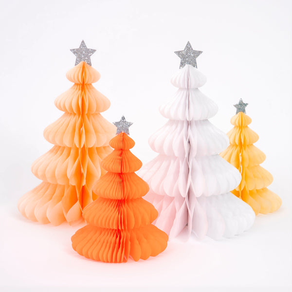 These beautiful honeycomb decorations are made from tissue paper with shining silver stars on top. Image2