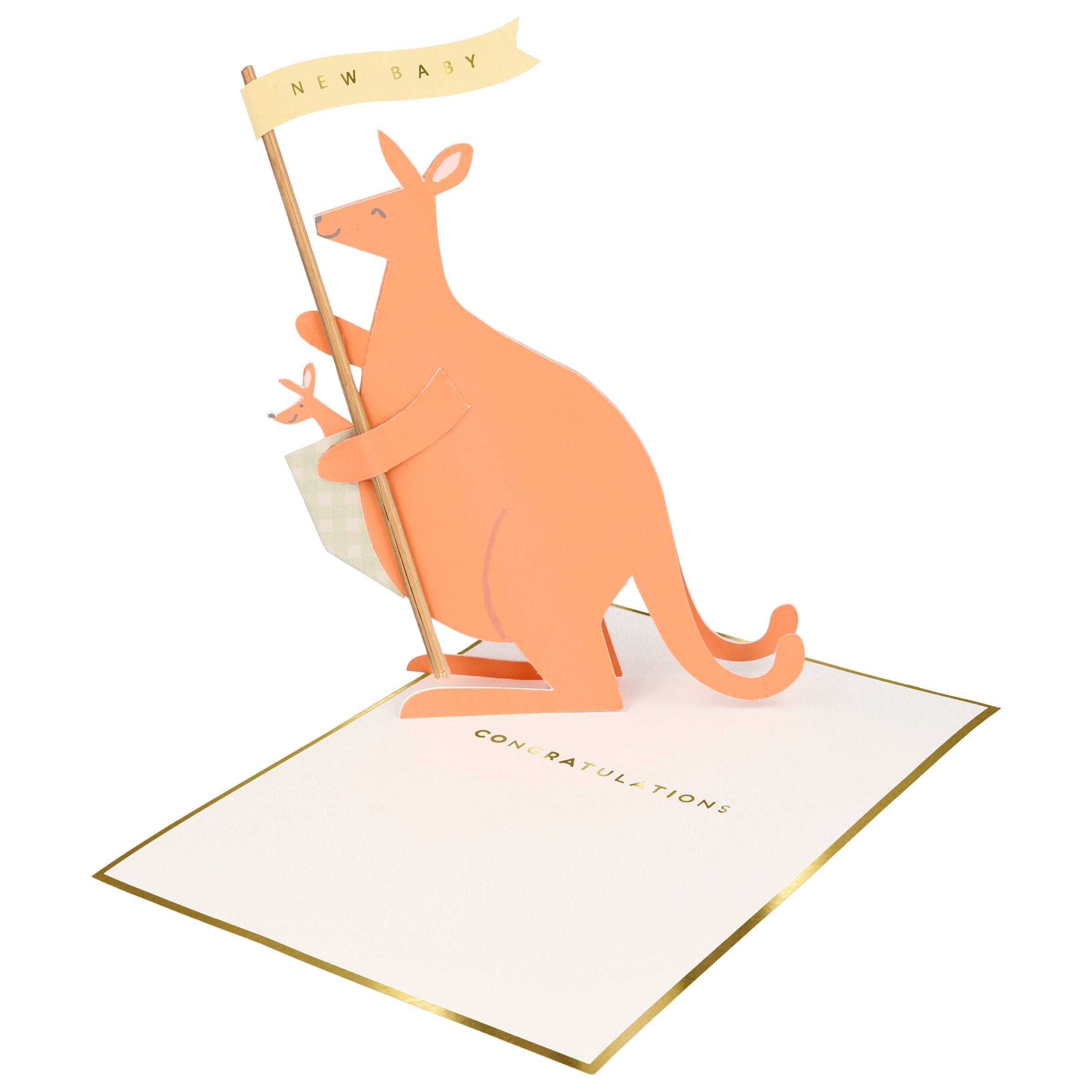Our 3D card, with an adorable kangaroo, is perfect to send as a congratulations card for a new baby.