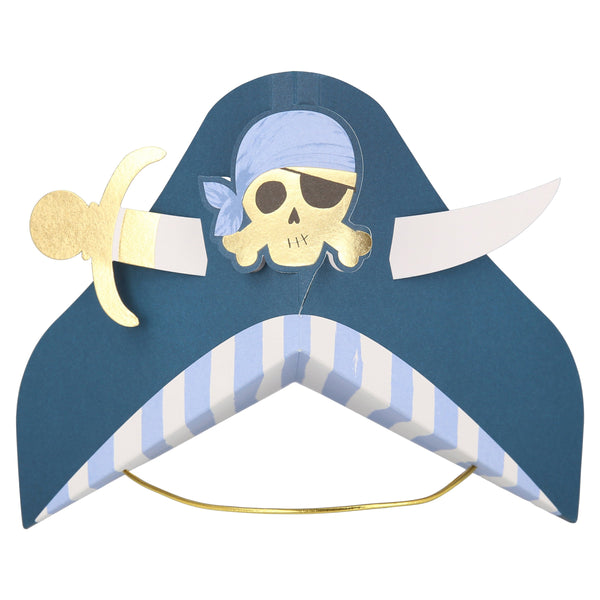 Our pirate hats, with skulls and crossbones and swords, are really special party hats for a pirate party. Image7