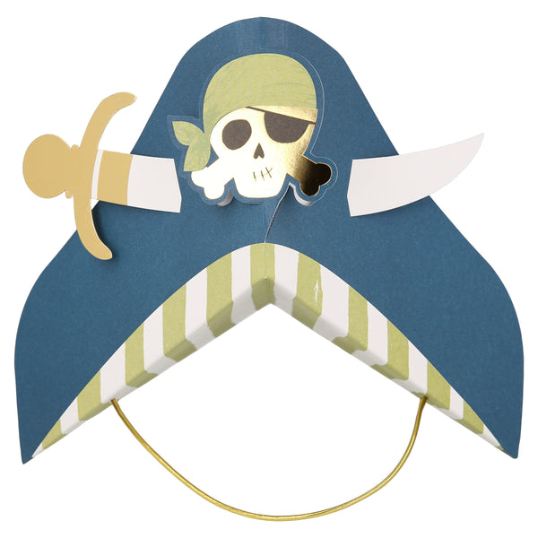 Our pirate hats, with skulls and crossbones and swords, are really special party hats for a pirate party. Image6