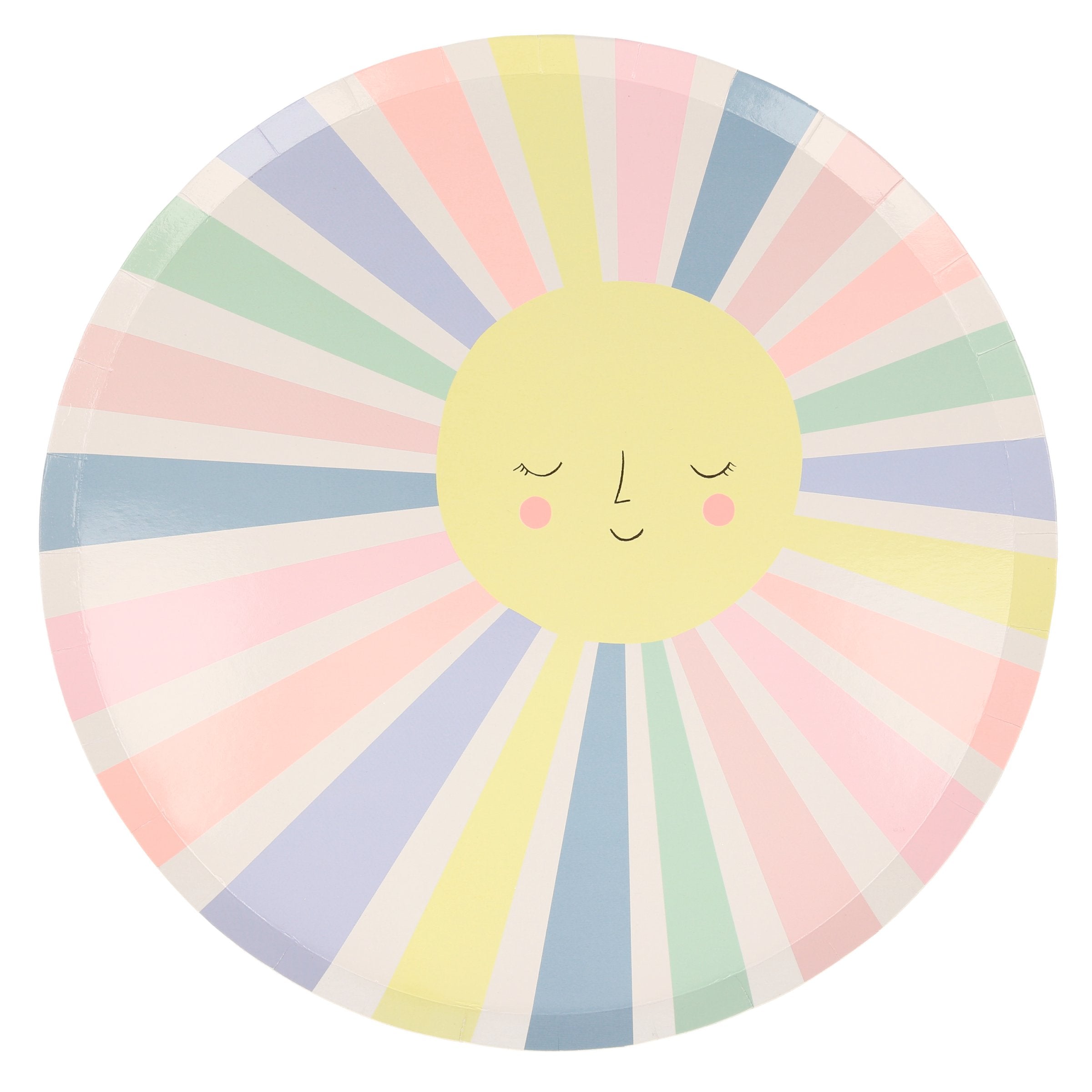 Fill your party with joy and cheer with these colourful smiling sun party plates.