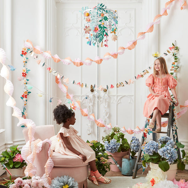 Our beautiful paper flower garland is made with crepe paper flowers and leaves and has a gorgeous gingham ribbon. Image6