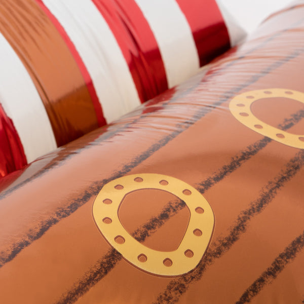 Make your pirate birthday party look amazing with our party balloon in the shape of a pirate ship with lots of shiny gold and silver foil. Image2