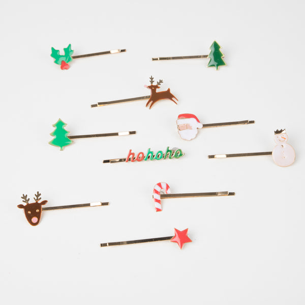 Our Christmas hair accessories, with enamel Christmas icons and gold tone slides, make a wonderful Christmas gift for girls. Image4