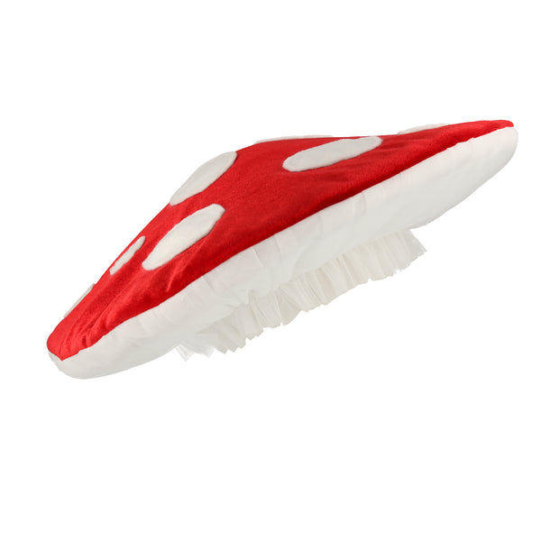 This adorable mushroom hat is crafted from soft velvet, perfect to add to your Halloween party supplies or for a fairy party. Image2
