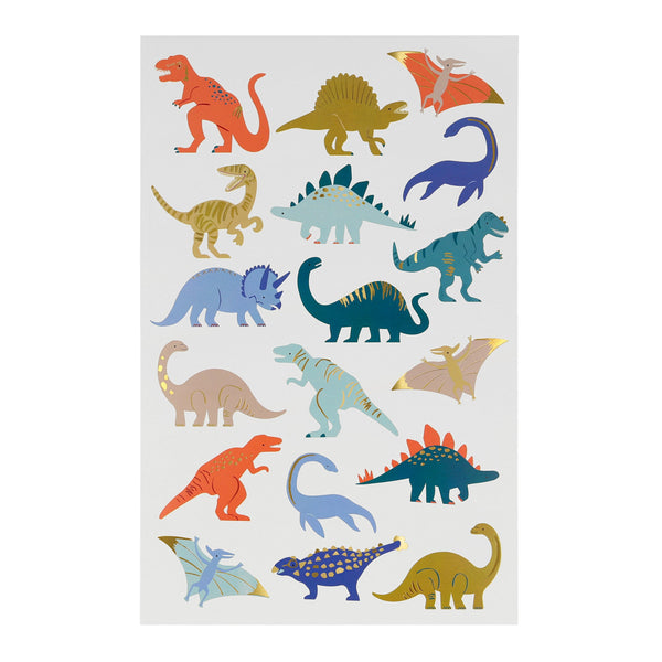 Our cute dinosaur tattoos feature bright colours and shiny gold foil details. Image2