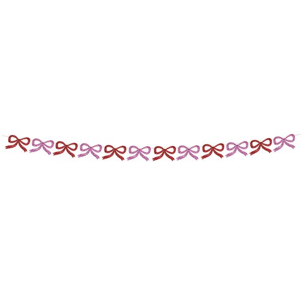 Our Christmas garland is crafted with red and pink glitter fabric bows, perfect for a Christmas wall decoration or Christmas table decoration. Image5