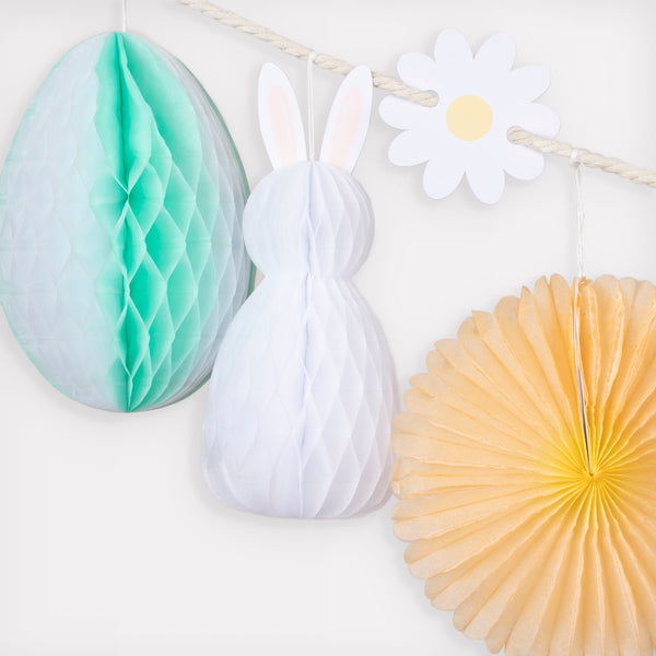 Our Easter garland features honeycomb decorations of bunnies, flowers and eggs. Image3