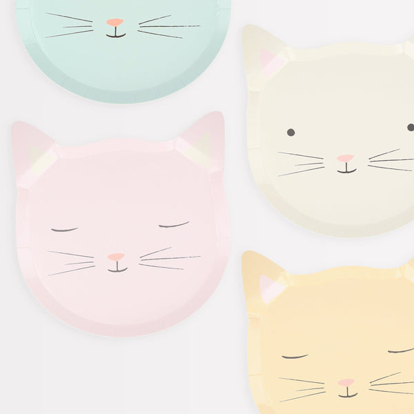 These pastel plates are perfect for kids plates, or for a cat birthday party.