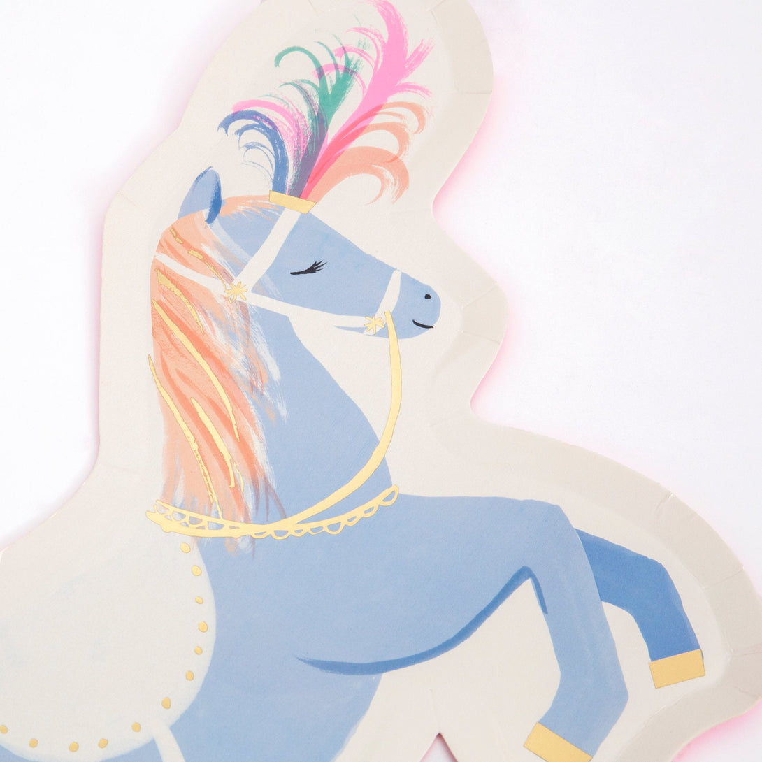 Our circus party plates are crafted in the shape of a circus horse.