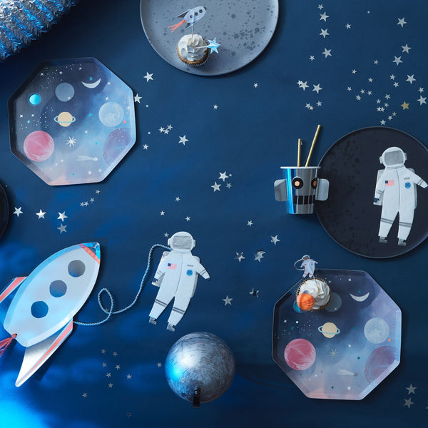 Our paper plates feature brightly coloured planets and stars for an out-of-this world astronaut party. Image2