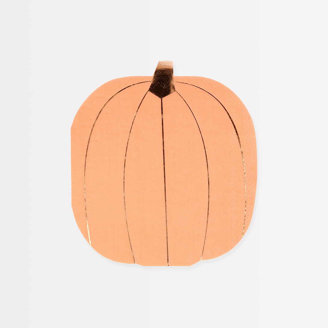 Add a traditional look to your Halloween party with our pumpkin napkins with copper foil detail.