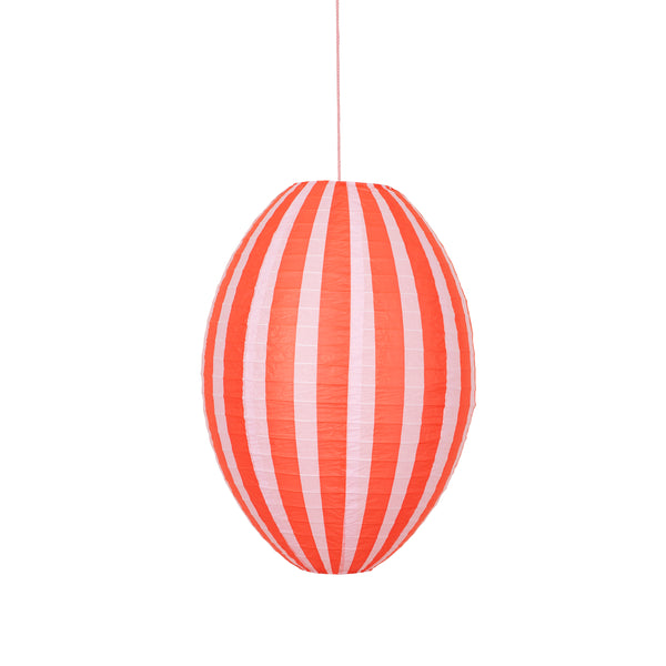 Decorate a room with our striped lanterns, crafted from paper with a pink cord for hanging. Image9