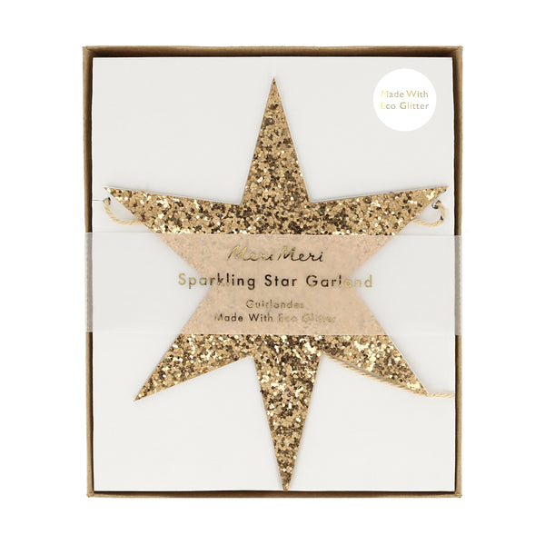 Our star garland is the perfect gold Christmas garland, crafted with gold glitter. Image5