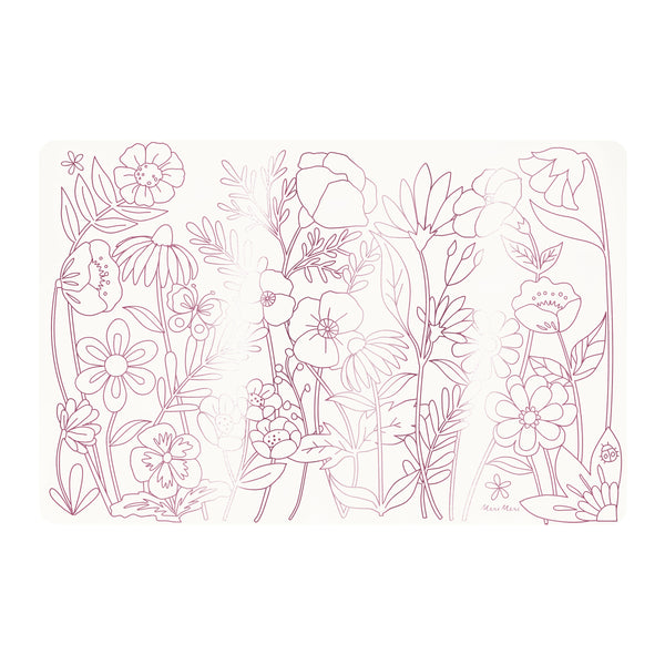 Our colouring placemats with pink foil butterfly and flower illustrations are perfect for a princess party or butterfly party. Image2