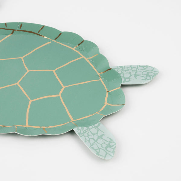 Our paper plates are cut in the shape of a turtle and are perfect for under-the-sea themed parties. Image4