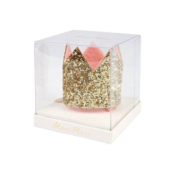 Mini Gold Glitter Crown Hair Clip Image4