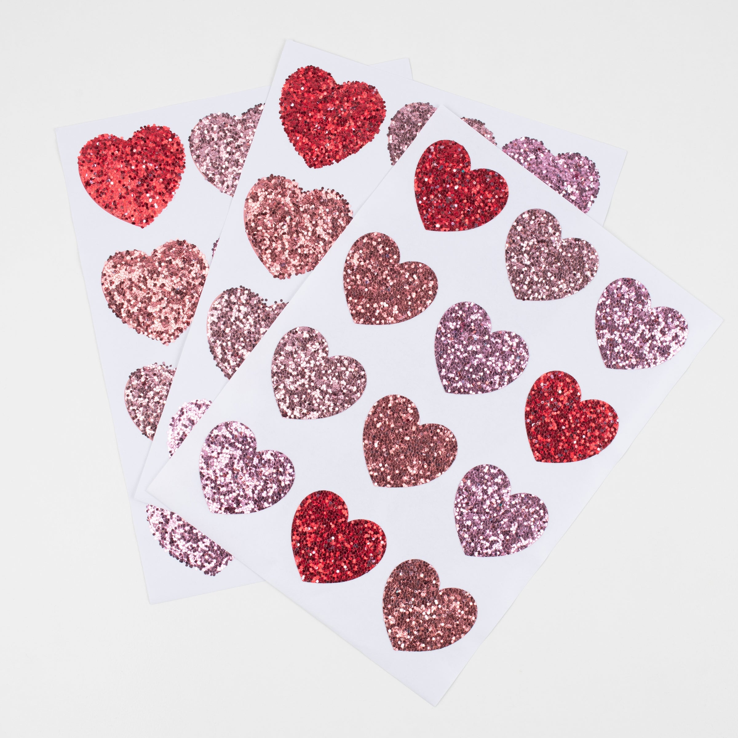 Red glitter heart stickers