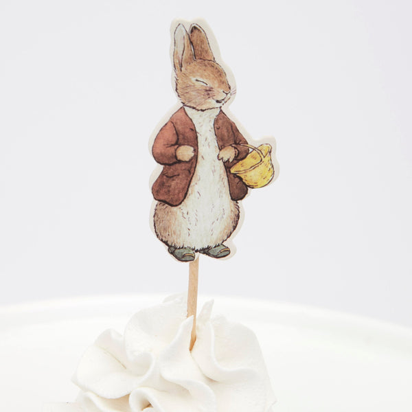 This delightful cupcake kit includes 24 Peter Rabbit characters' toppers with coordinating cupcake cases. Image6