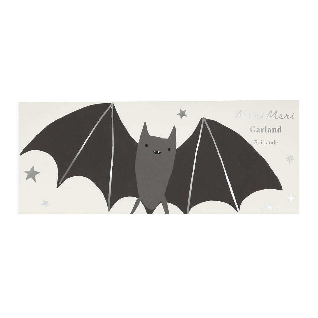 Our paper garland features black bats with 3D wings and big smiles, perfect as kid friendly Halloween decorations.