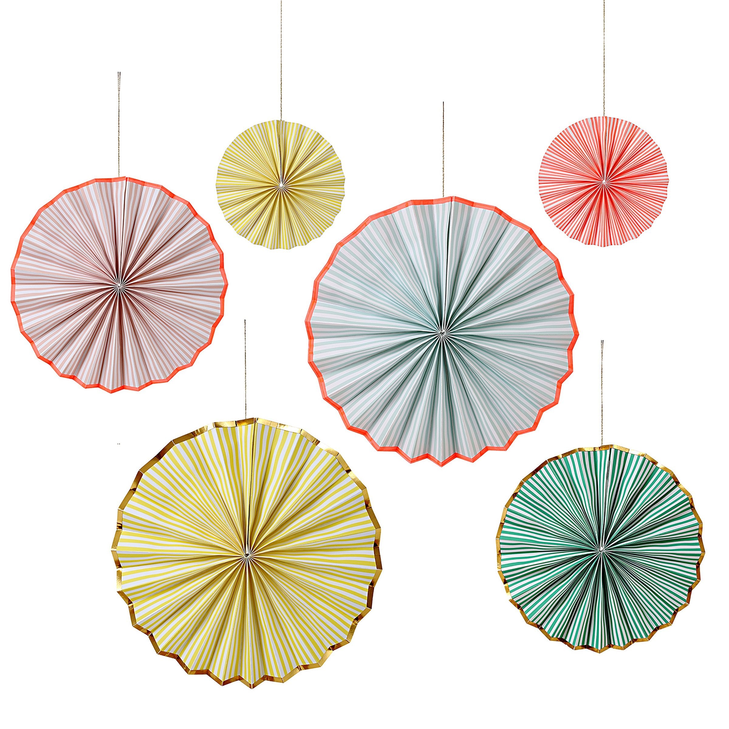 Pastel & Neon Stripe Pinwheel Decorations