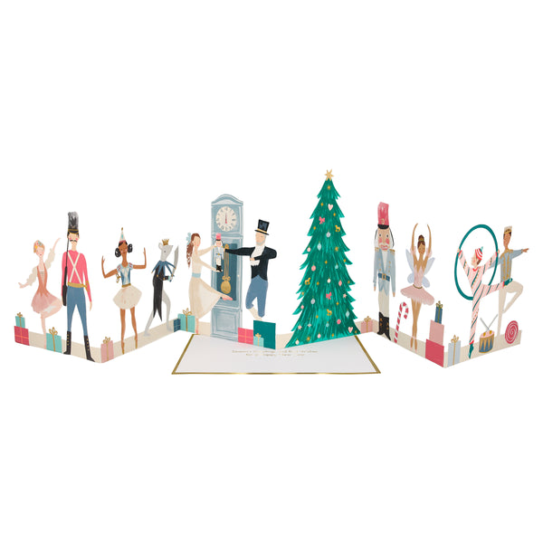 This luxury Christmas card, with fold out Nutcracker characters, will look amazing as a paper Christmas decoration.