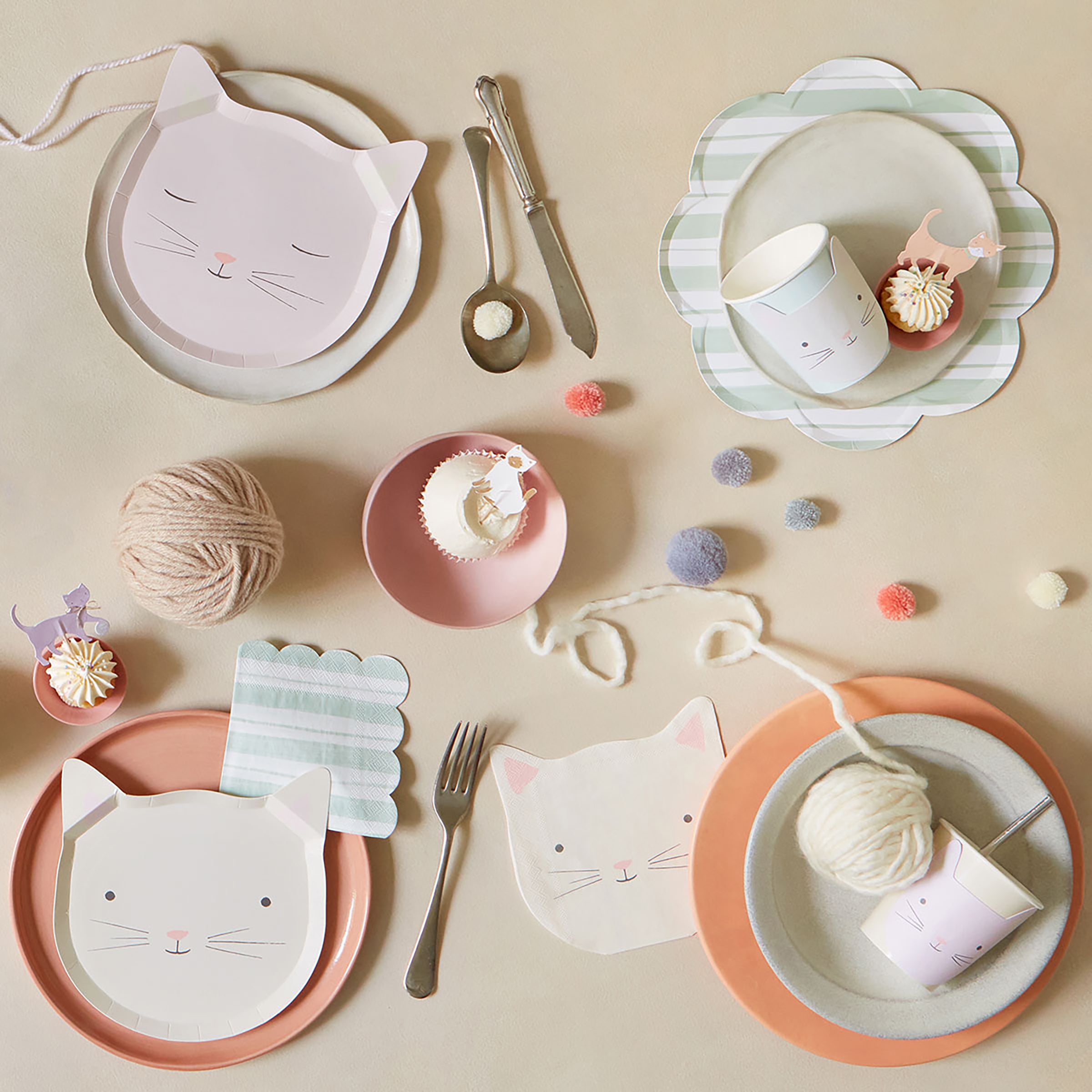 These pastel napkins are perfect for kids party decorations, or for a cat birthday party.