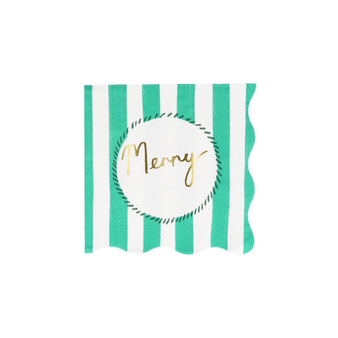 Our party napkins, with festive stripes, make wonderful Christmas table decorations.