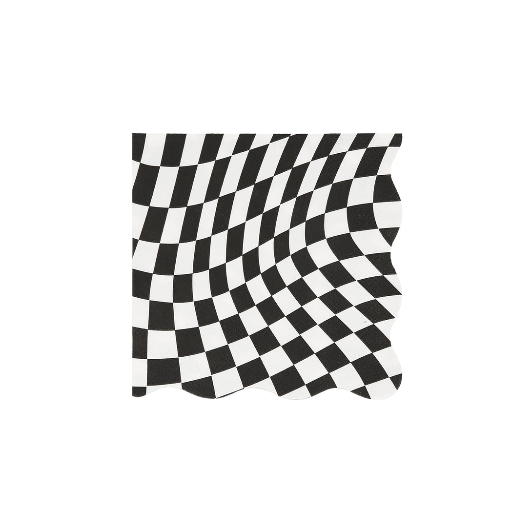 Our party napkins have a swirling black checkered pattern perfect go add to your Halloween party ideas.